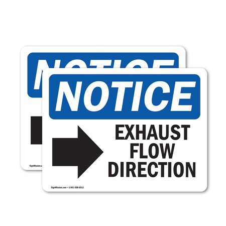 Signmission Exhaust Flow Direction (Right Arrow) Sign With Symbol, 14 in W x Rectangle, Vinyl Decal OS-2PACK-NS-D-1014-L-12215